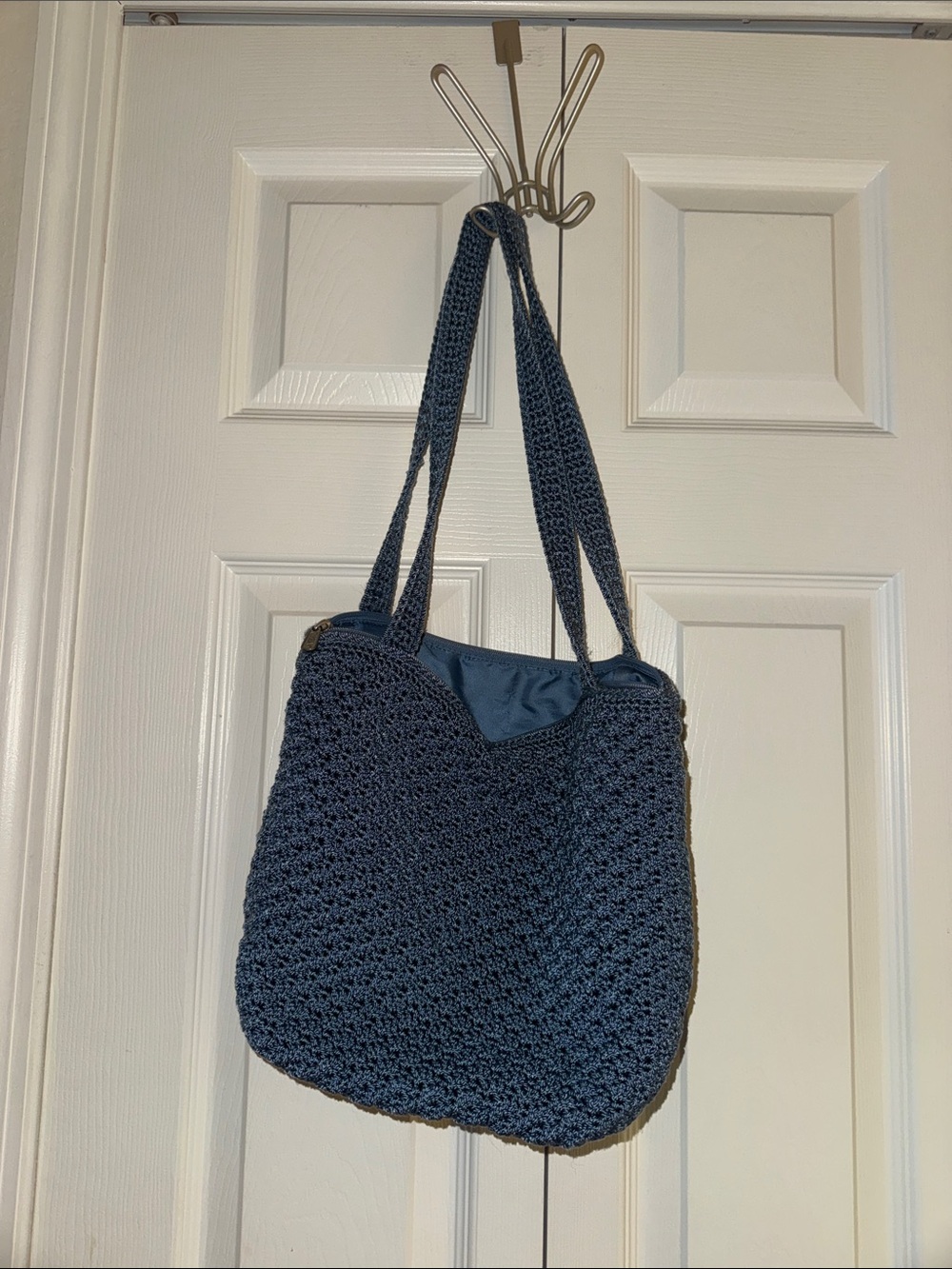 THE SAK Woven Crochet Tote Bag in Navy Blue